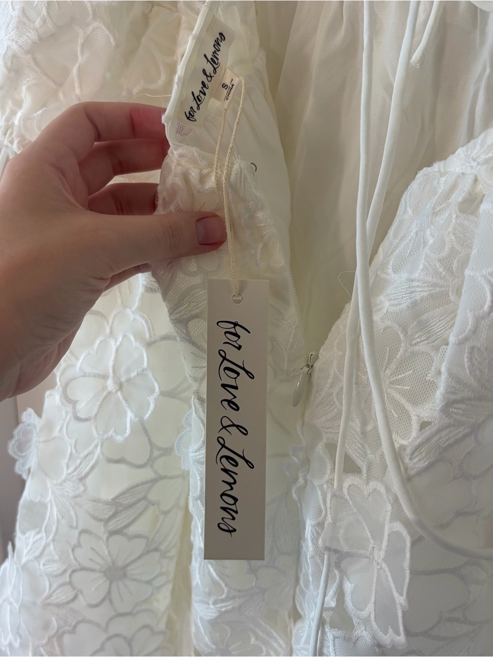 NWT For Love & Lemons Leighton Mini Dress White Floral Embroidered S - Picture 13 of 15